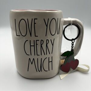 Rae Dunn “Love You Cherry Much” Cream Mug with Cherry Design Chain